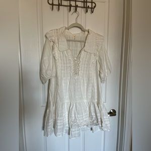 Free People white elora collared minidress size medium